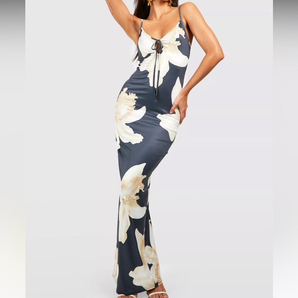 Tall Tie Bust Maxi Dress - Picture 2 of 14